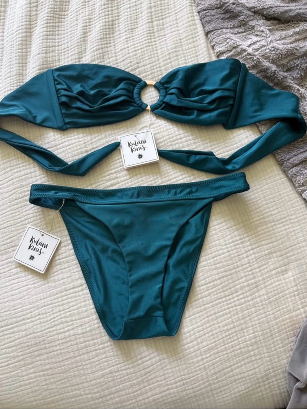 Kulani Kinis Teal Ring-Front Bikini